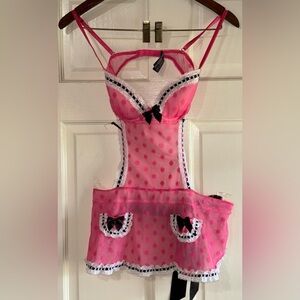 Victorias Secret Sexy Little Things Bra Apron Lingerie 34B Pink